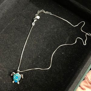 blue stone sterling silver sea turtle necklace with chain